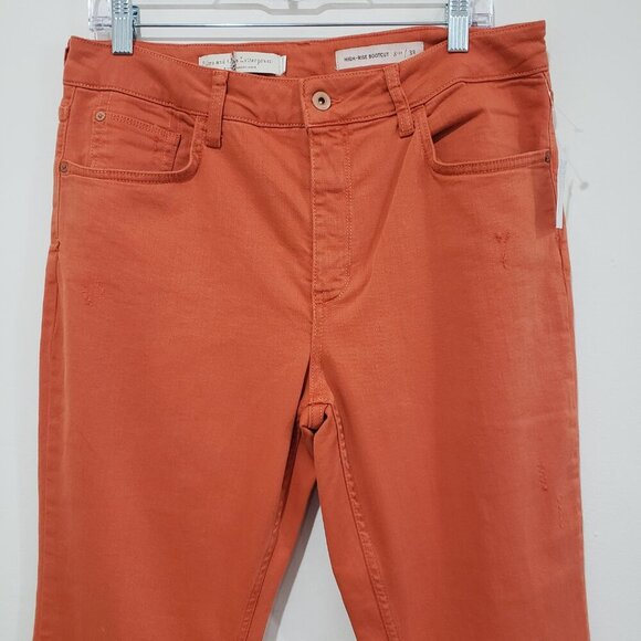 Pilcro & the Letterpress High Rise Bootcut Jeans Size 32 Orange Fray Hem Casual - Picture 4 of 16